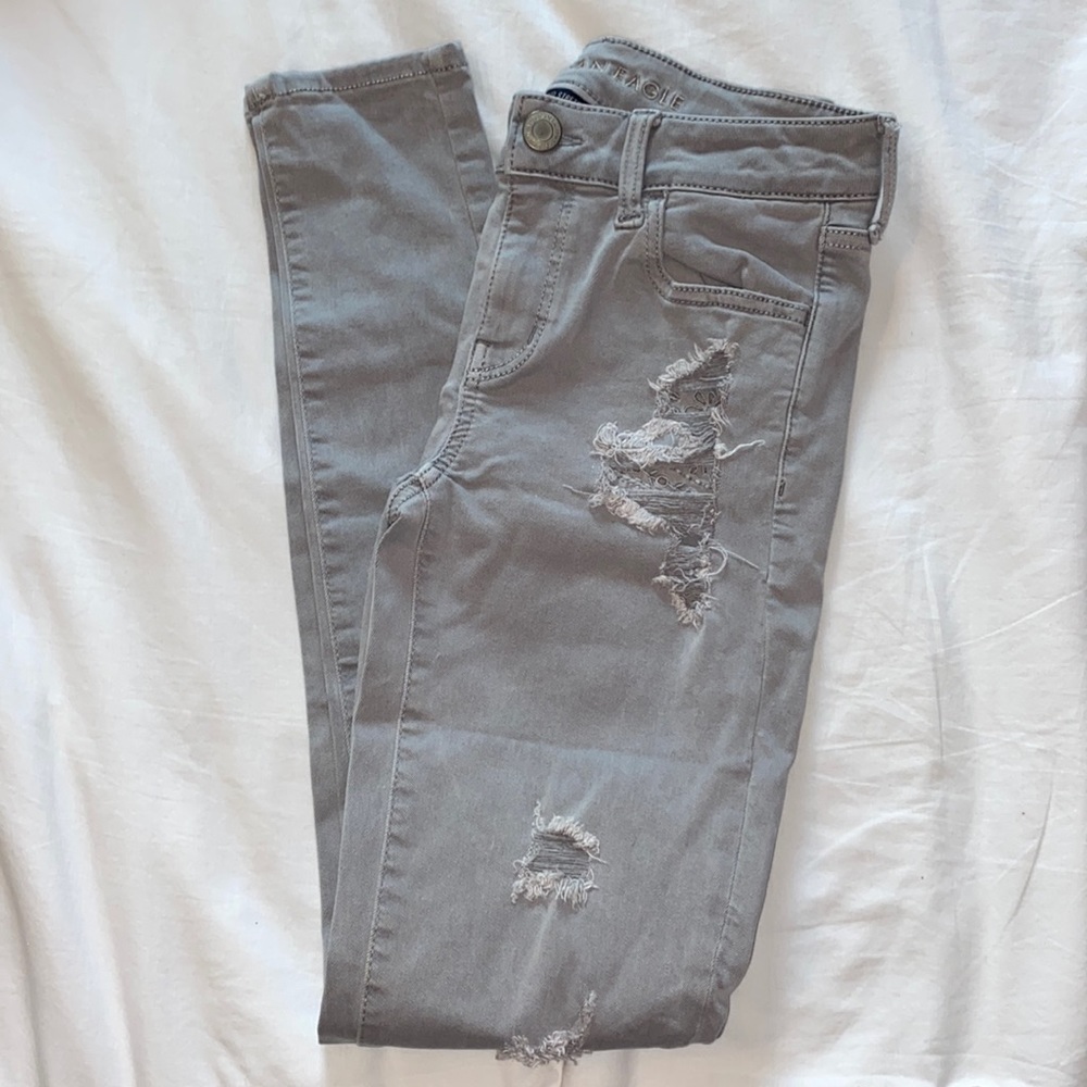 American Eagle gray skinny jeans